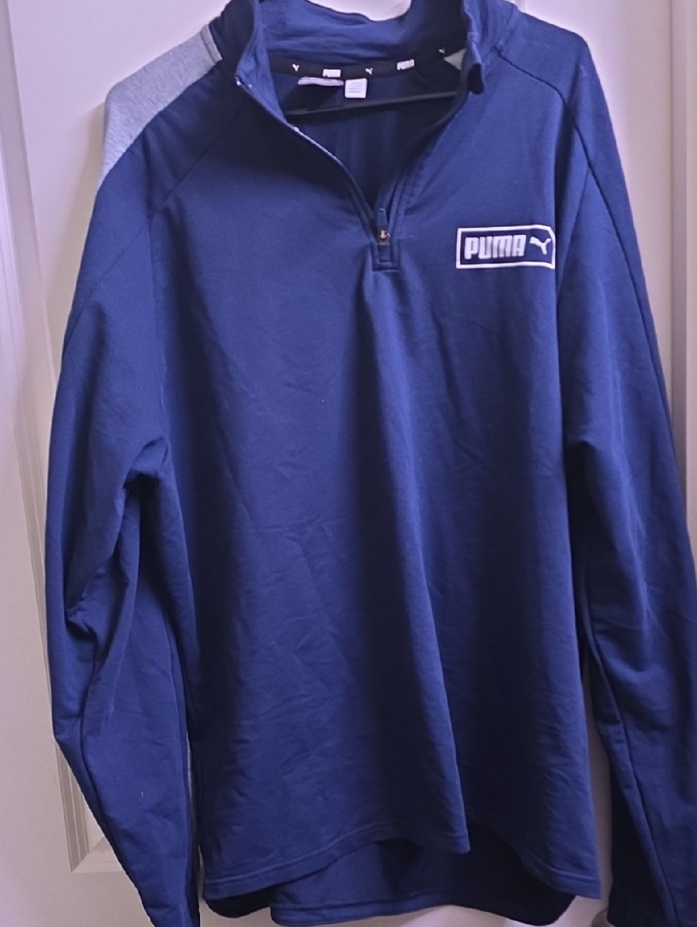 Puma Navy Quarter-Zip Pullover with Gray Shoulder Accent